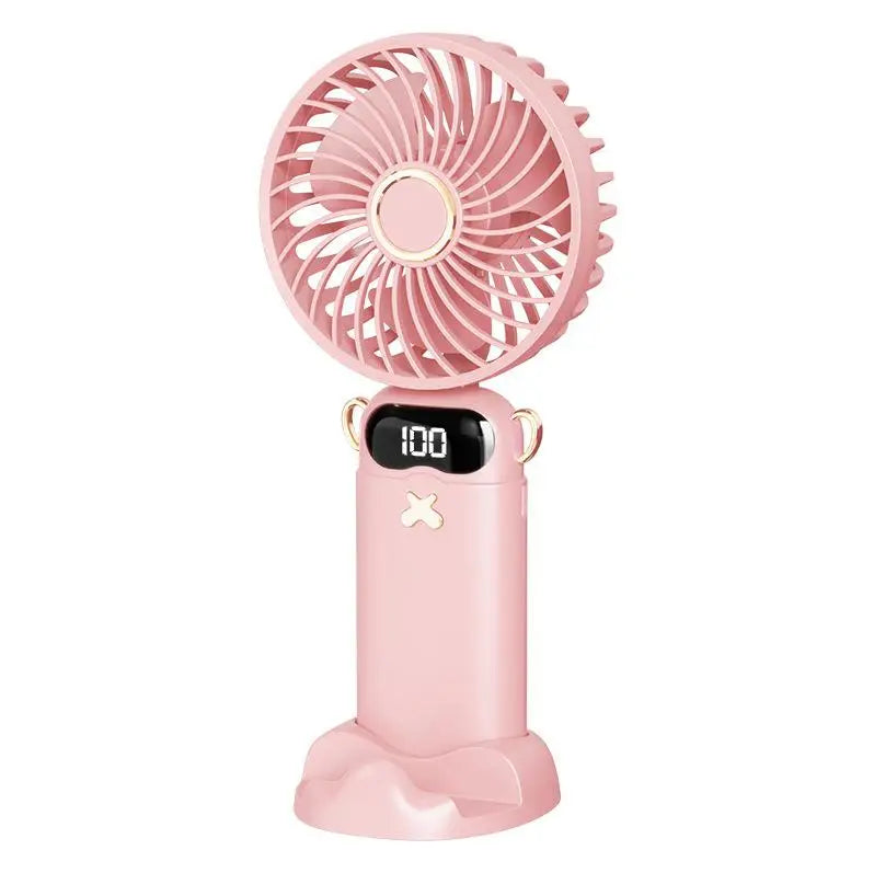 Portable Handheld Mini Fan 6 Speed 90° Foldable Fan LED Digital Display 3600mAh Rechargeable Cooling Fan for Outdoor Travel Peaceful Pleasures Health and Wellness C