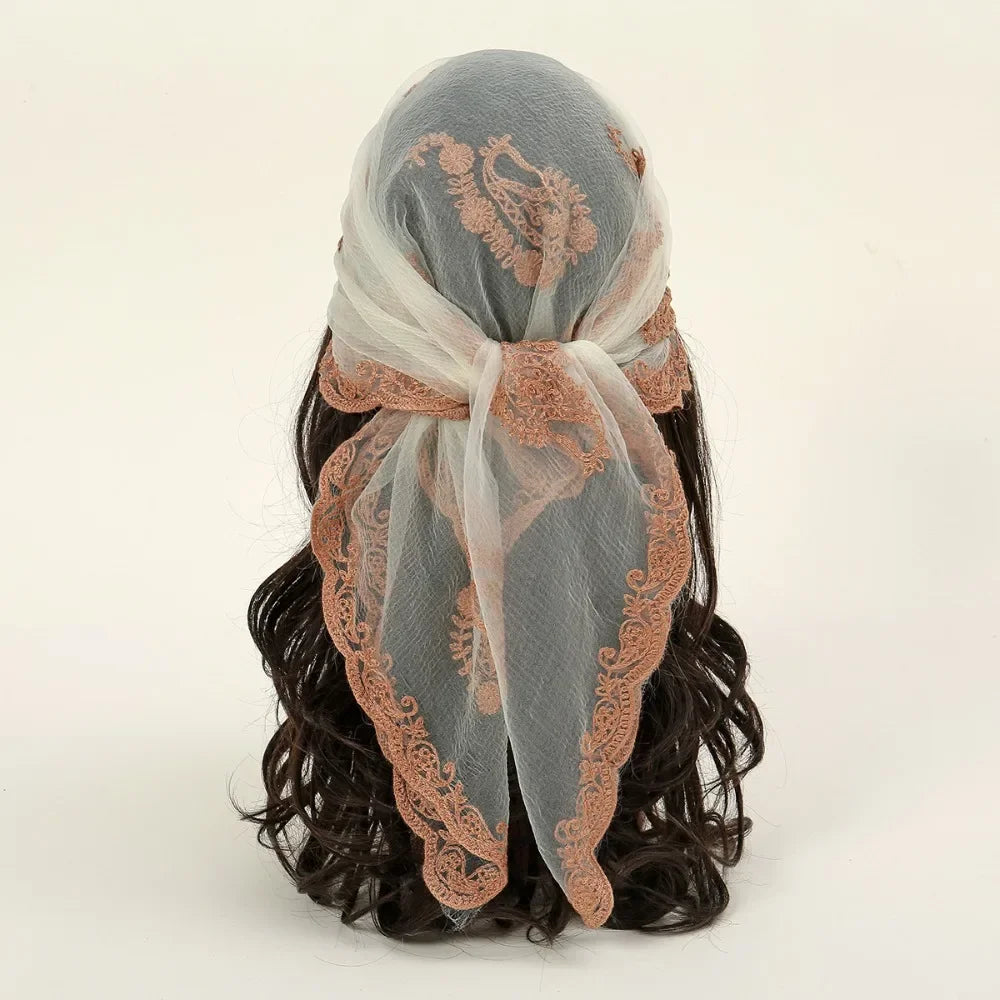 Women's Floral Lace Square Scarf – Vintage Bandana Headband
