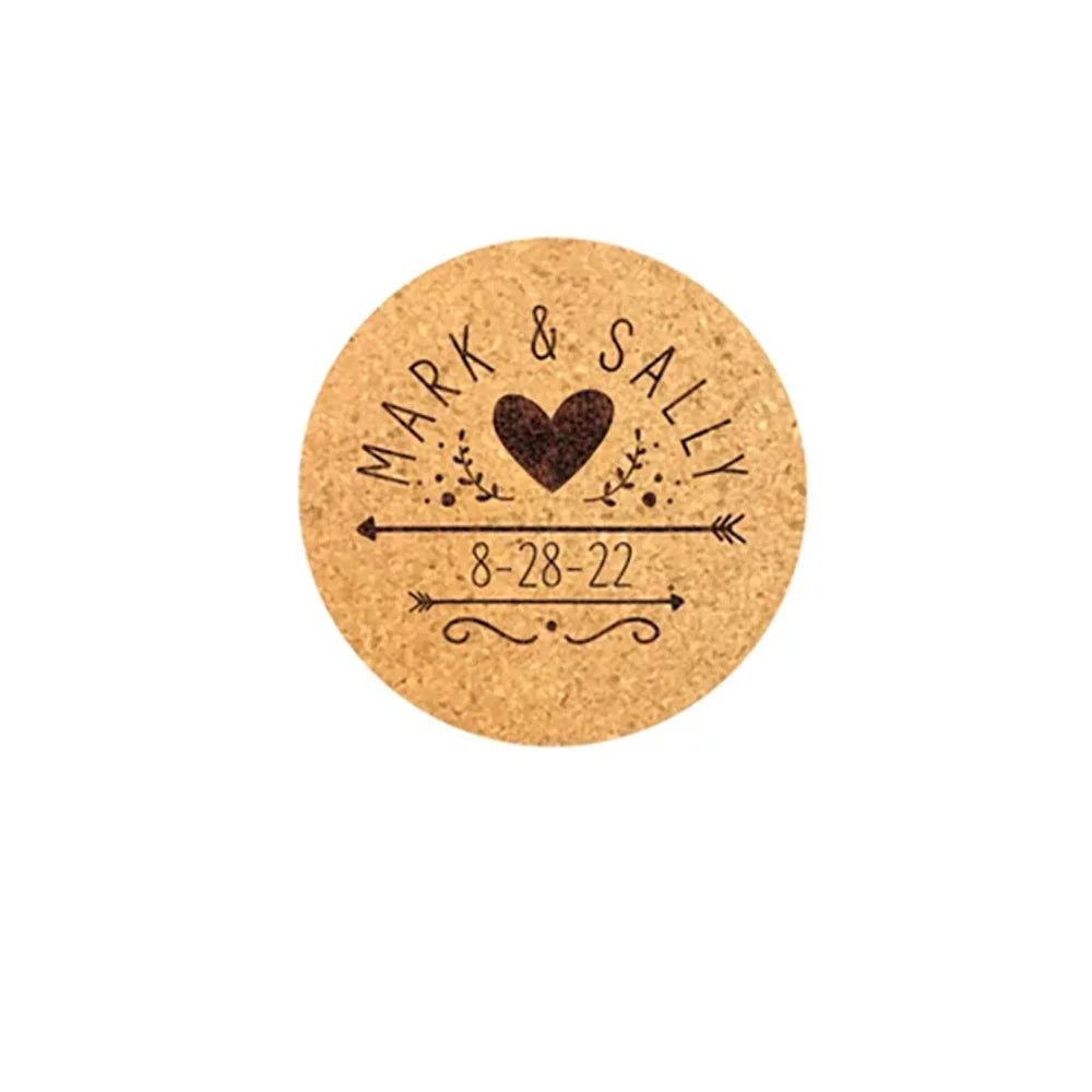 10-Pack Personalized Cork Coasters | Wedding Favors & Decor