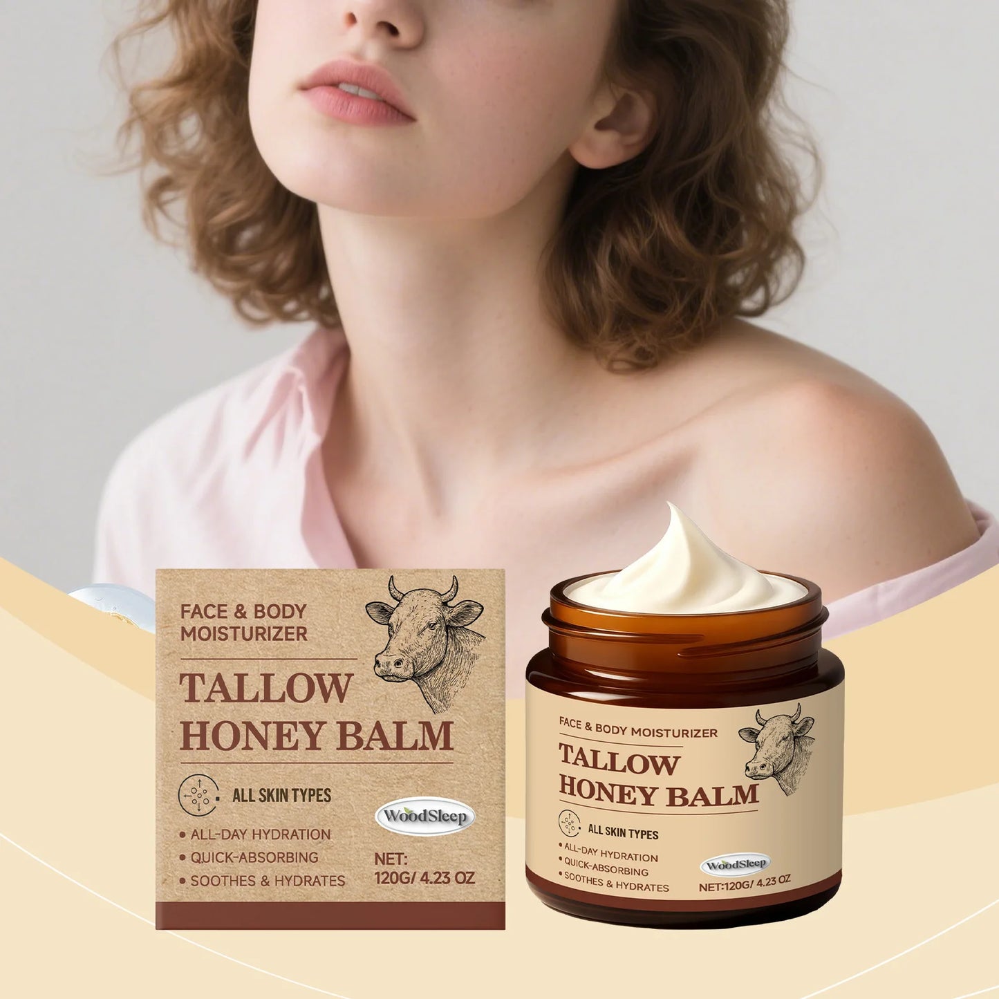 WOODSLEEP Beef Tallow & Honey Balm 120g – Deep Hydration Cream