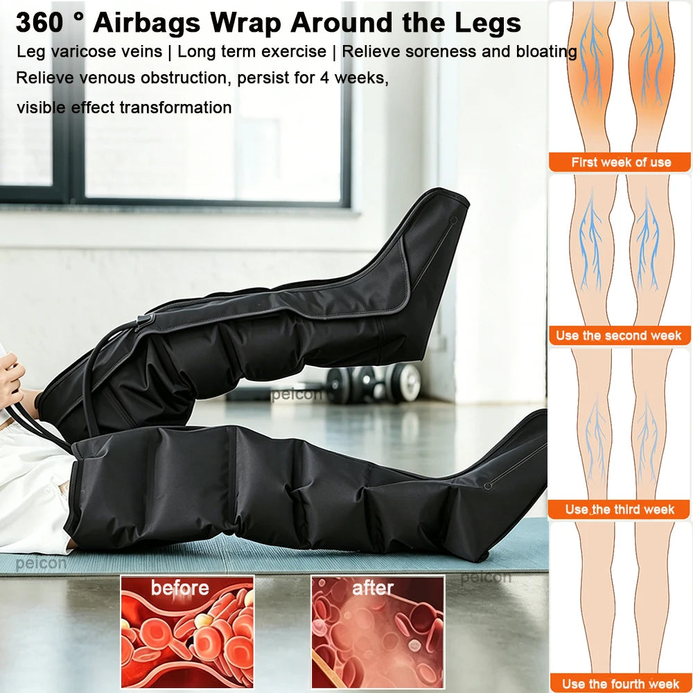 Air Pressure Leg Massager Electric Air Compression Leg Massager for Pain Relief Air Wave Calf Massager with Remote Control 220V Peaceful Pleasures Health and Wellness