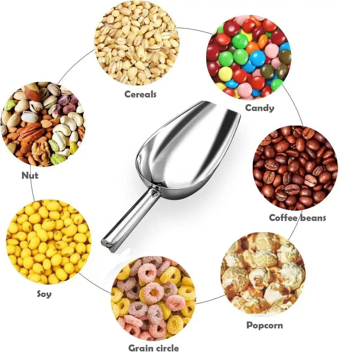 Multi functional metal ice spoon - ice bucket stainless steel small ice spoon - kitchen small tool biscuit flour pet dog food sp Peaceful Pleasures Health and Wellness