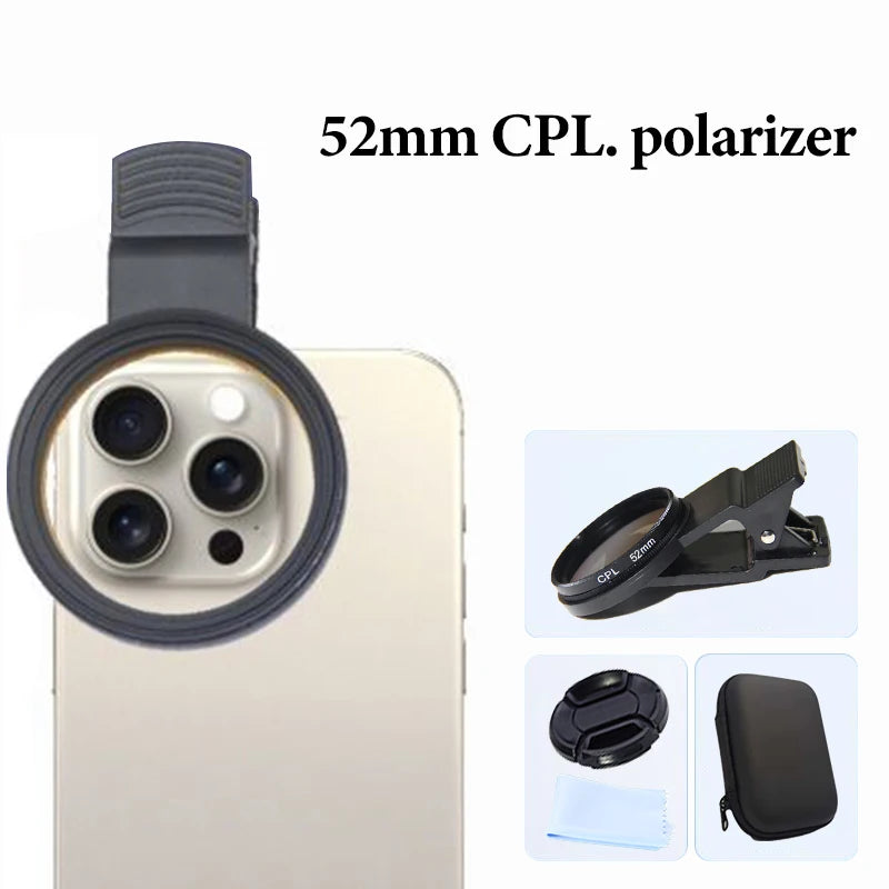 Mobile Phone Polarizer Camera Lens For Cellphone 67mm CPL Polarizer 52mm Scenery Anti-laser Polarizer Dimming Filter Accessories Peaceful Pleasures Health and Wellness 52mm with cover