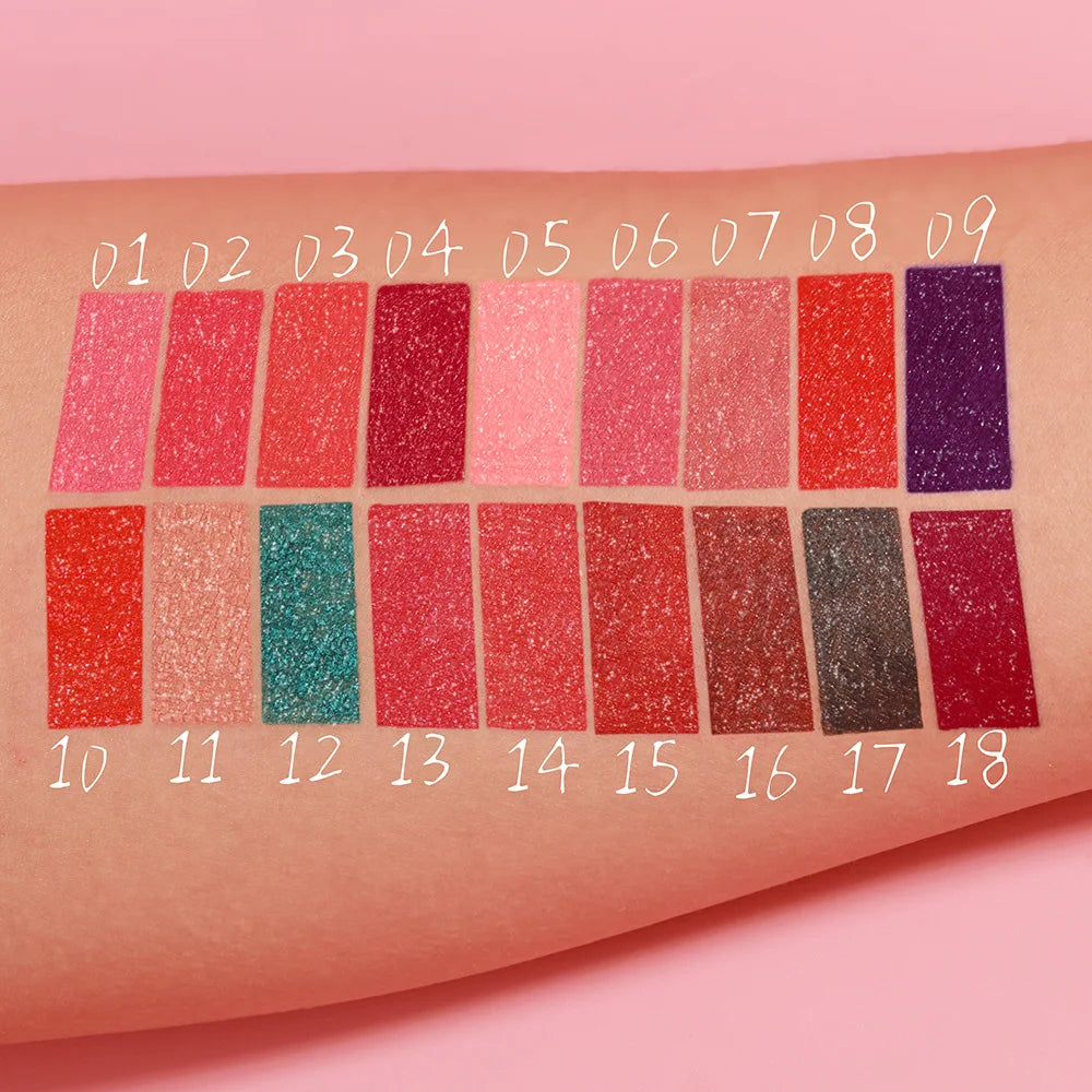 18-Color Flash Diamond Lip Gloss Set – Long-Lasting Shimmer