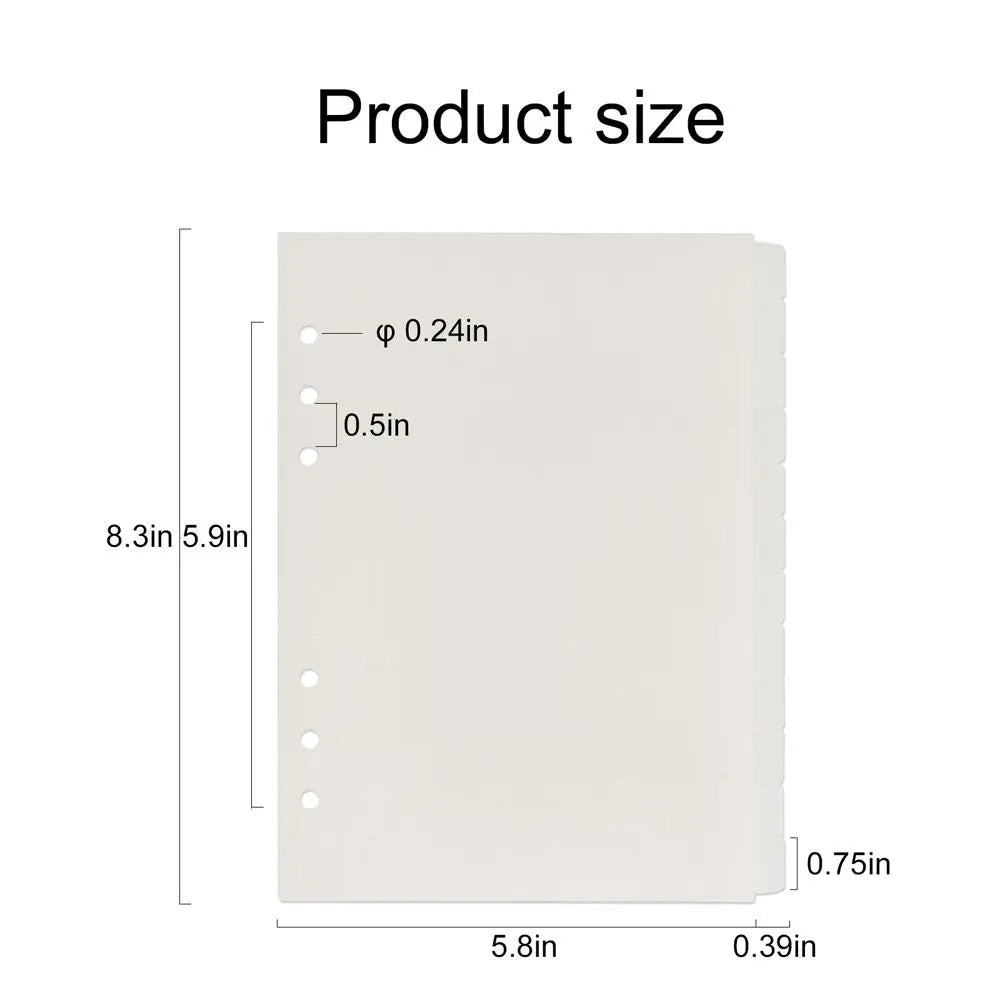 Loose Leaf Binding Supplies for A5/A6 Notebook Diary Book Sticker Binder Index Dividers Binder Index Separator Page Dividers Peaceful Pleasures Health and Wellness