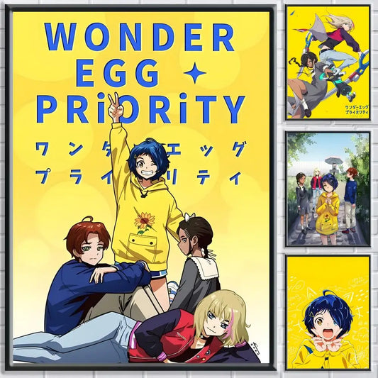 Anime W-Wonder Egg Priority Poster HD Self Adhesive Waterproof Wall Art Ideal for Home Office Dorm Bedroom Great Gift Peaceful Pleasures Health and Wellness