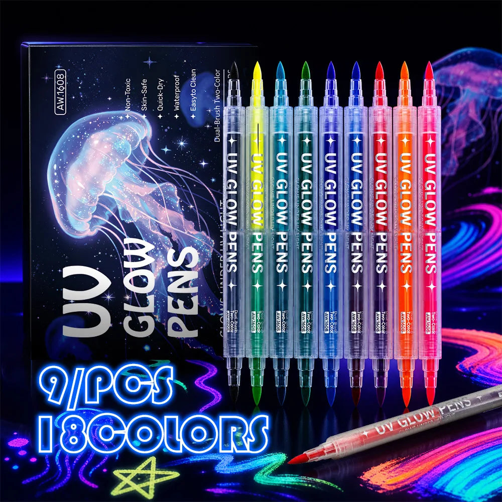 Glow Face Body Paint, Glow In The Dark Under UV Black Light Sticks Makeup Neon Face Painting Kits for Adult Halloween Festival Peaceful Pleasures Health and Wellness