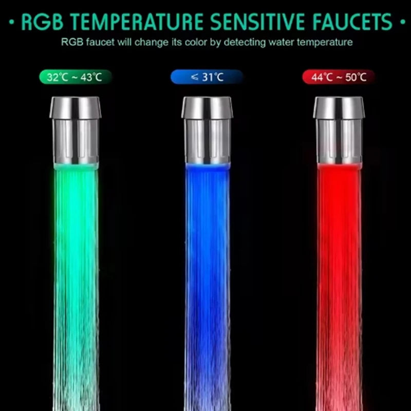 LED Color-Changing Faucet Aerator | 7-Color Temperature Sensor