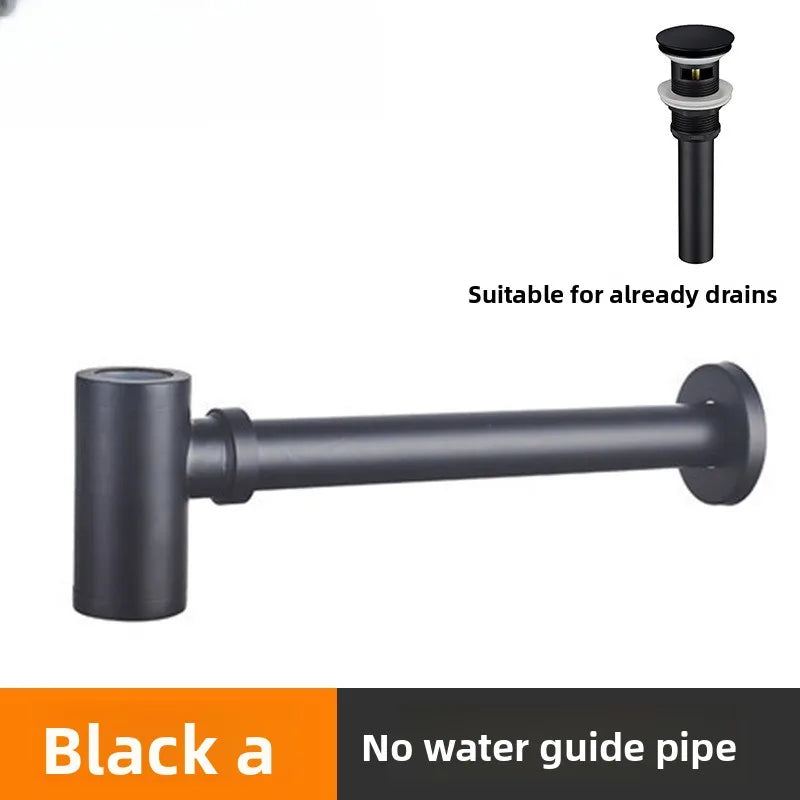 Brass Round Bottle P-Trap 1-1/4" Sink Drain Kit & Pop-Up Drain