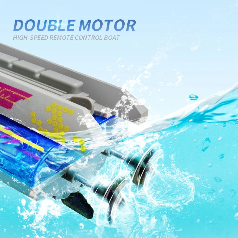 Remote Control Boat Toy Electric Stunt Speedboat 2.4G With Lights High Speed RC Race Boat Ship Water Yacht Children's Toys Gift Peaceful Pleasures Health and Wellness
