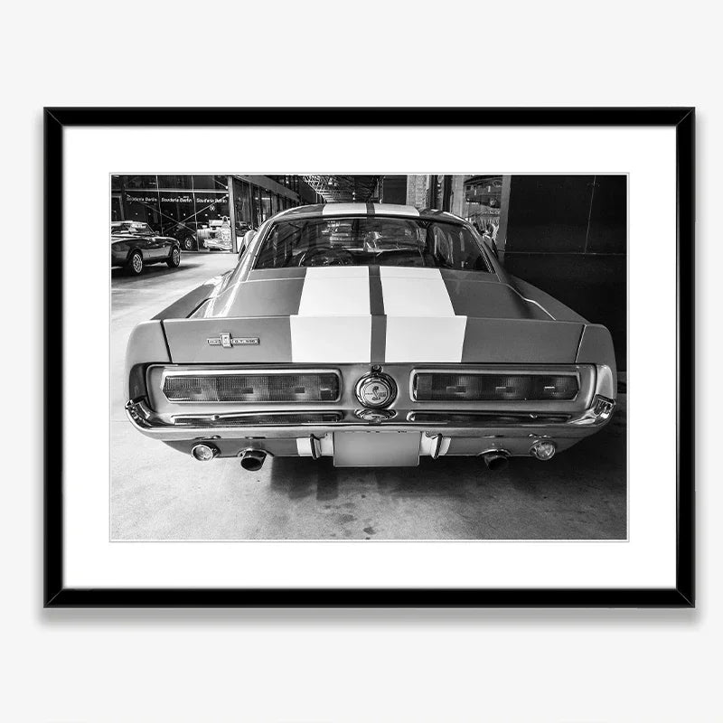 Black and White Ford Mustang Classic Luxury Car Poster Canvas Painting Print Wall Art Picture for Living Room Shopstore Decor Peaceful Pleasures Health and Wellness