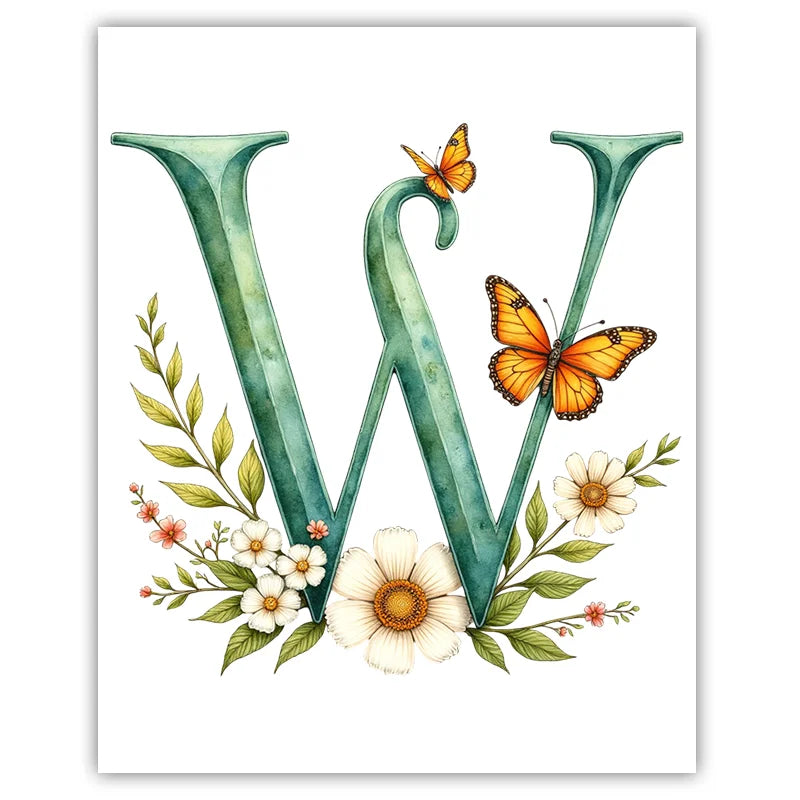 Custom Name Nursery Canvas Wall Art – Animals & Wildflowers