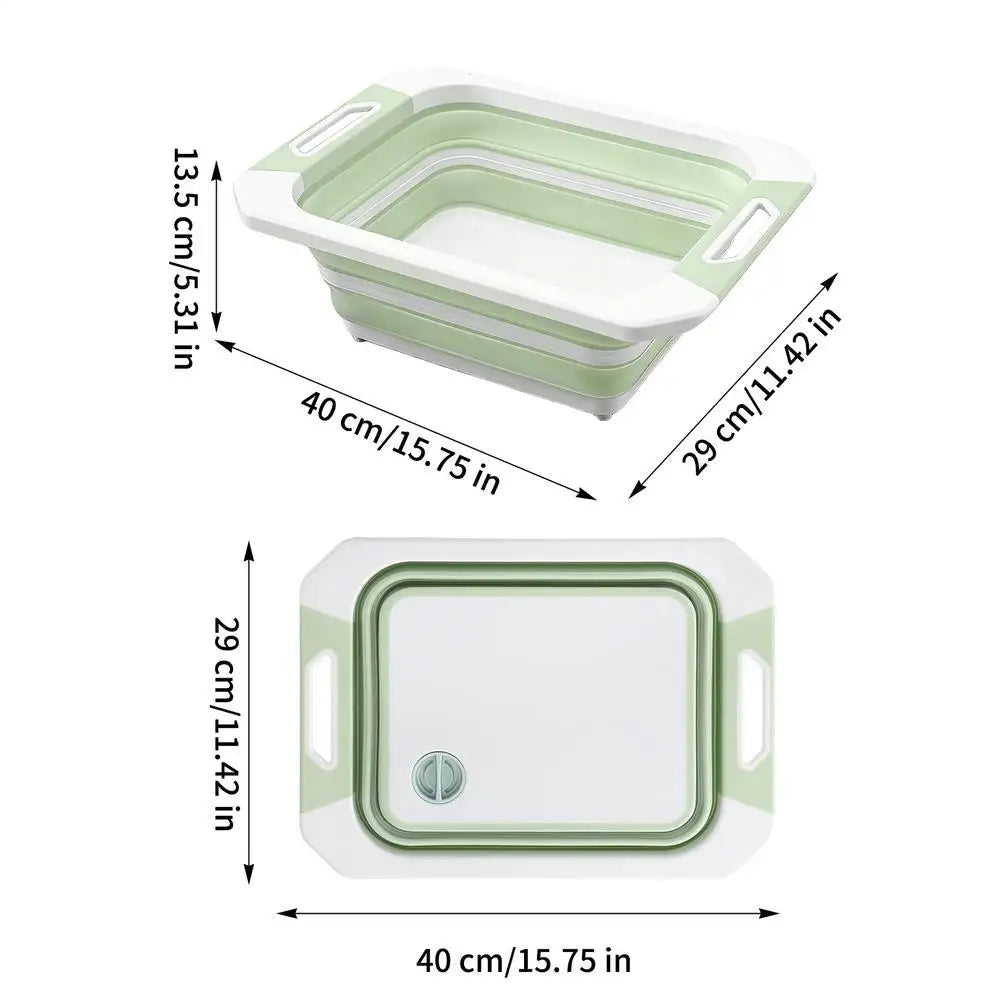 Foldable Cutting Board Food Washing Multipurpose Bin Foldable Cutting Board Basin For Meat Fruit Vegetables BBQ Picnic Backyard Peaceful Pleasures Health and Wellness Green China Mainland