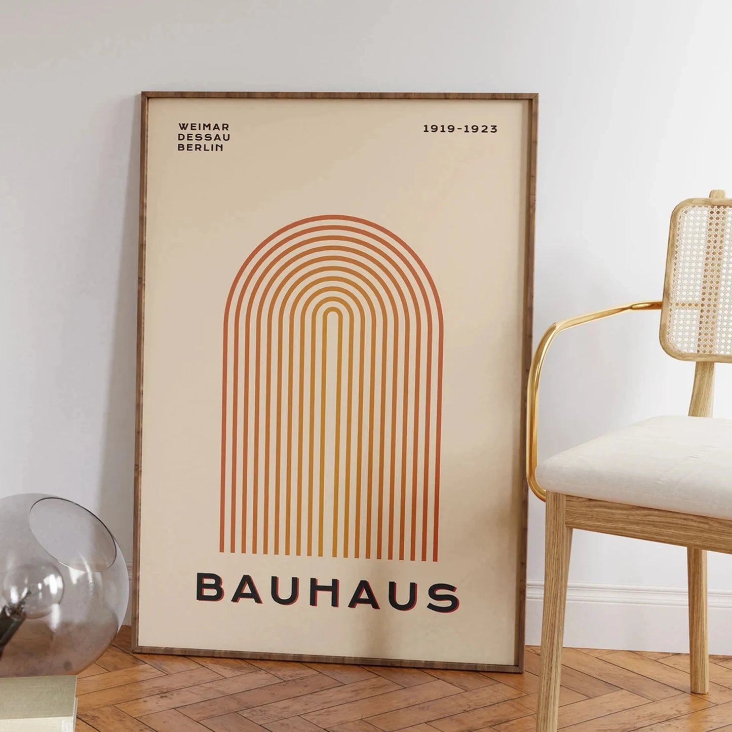 3-Piece Retro Bauhaus Geometric Canvas Wall Art Print Set