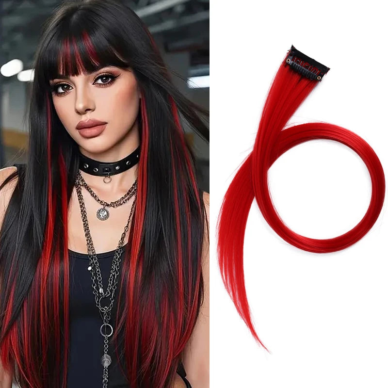 Colored Clip-In Hair Extensions | 55cm Synthetic Weft