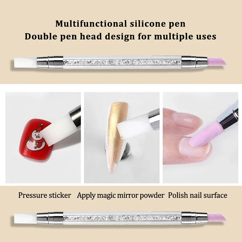 1 Pcs Double-Ended Multi-Functional Silicone Nail Pen with Quartz Cuticle Stick Dead Skin Remover Nail Polish Remover for Nail A Peaceful Pleasures Health and Wellness