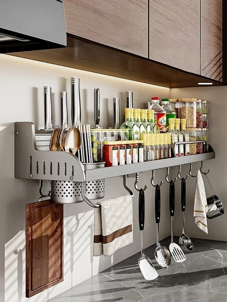 YUNJIEYA Kitchen Knife Stand, Spice Rack & Utensil Organizer