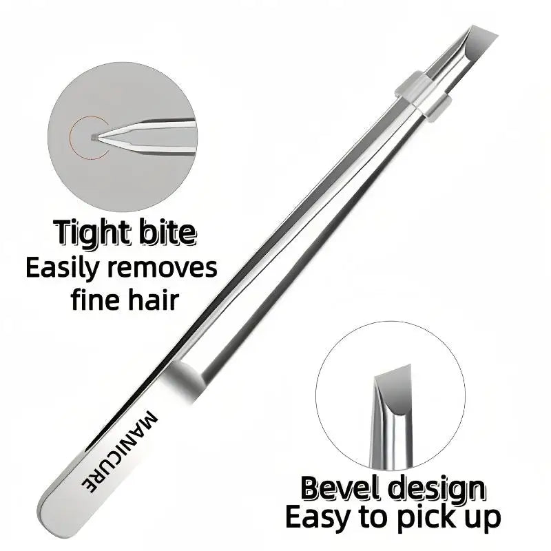 Stainless Steel Slant Tweezers – Eyebrow, Lash & Grooming
