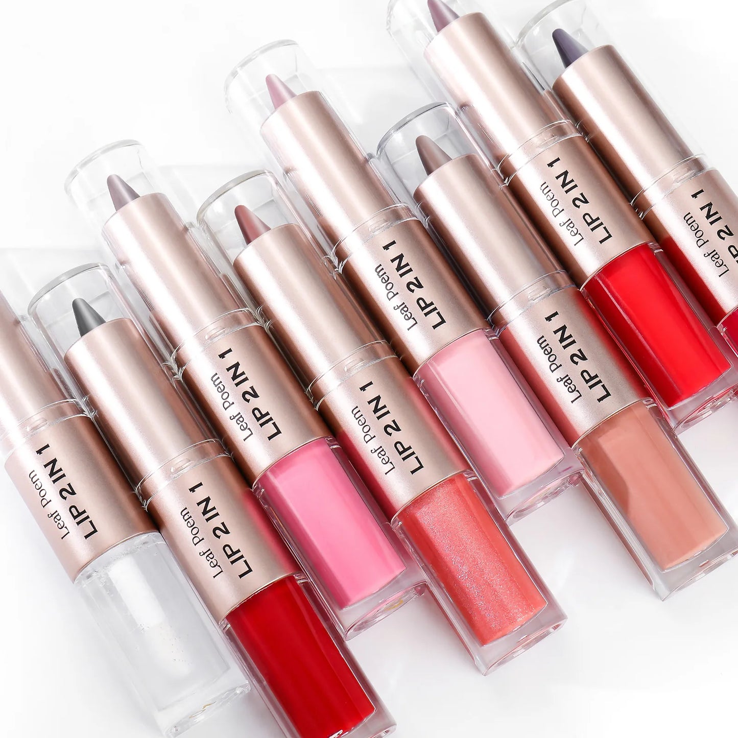 2-in-1 Brown Matte Lip Liner & Lip Gloss Pencil | Waterproof