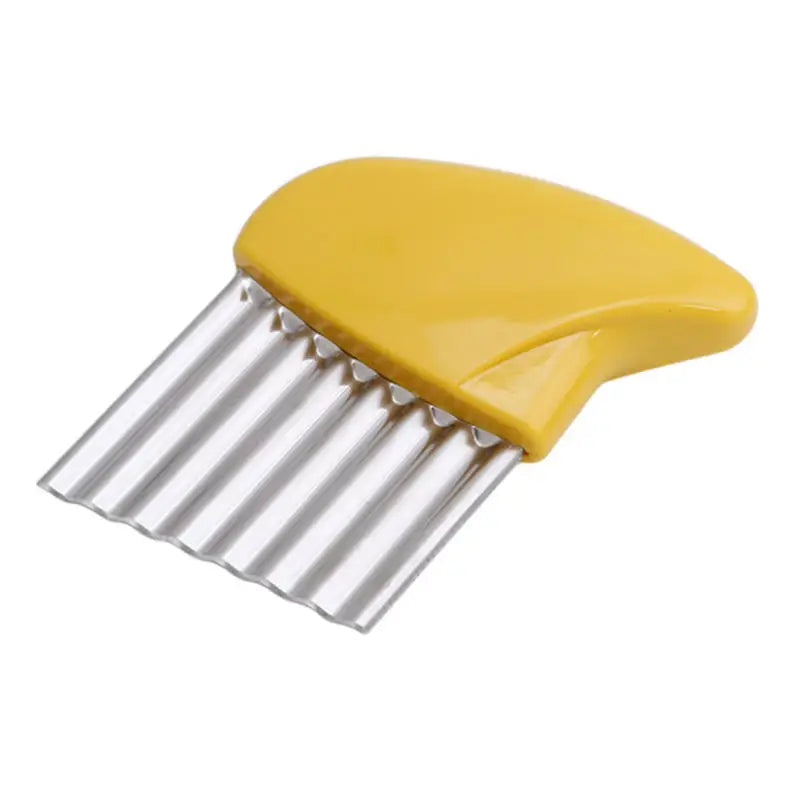 Potato Cutter Chip French Fry Maker Stainless Steel Wavy Knife French Fries Chopper Knife Chopper French Fry Kitchen Tools Peaceful Pleasures Health and Wellness Yellow 5pc