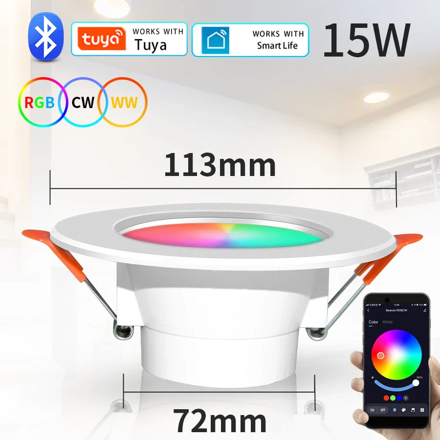 Tuya Smart LED Downlight 10/15W RGB Bluetooth Recessed Spot