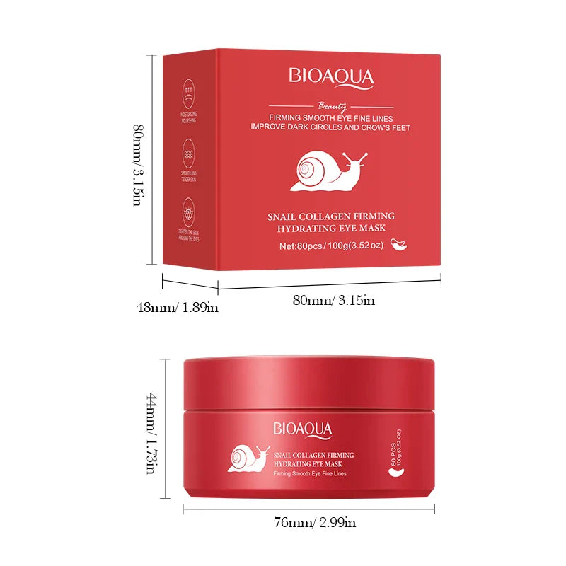 BIOAQUA Snail Collagen Eye Masks 80pcs – Dark Circles & Anti-Aging
