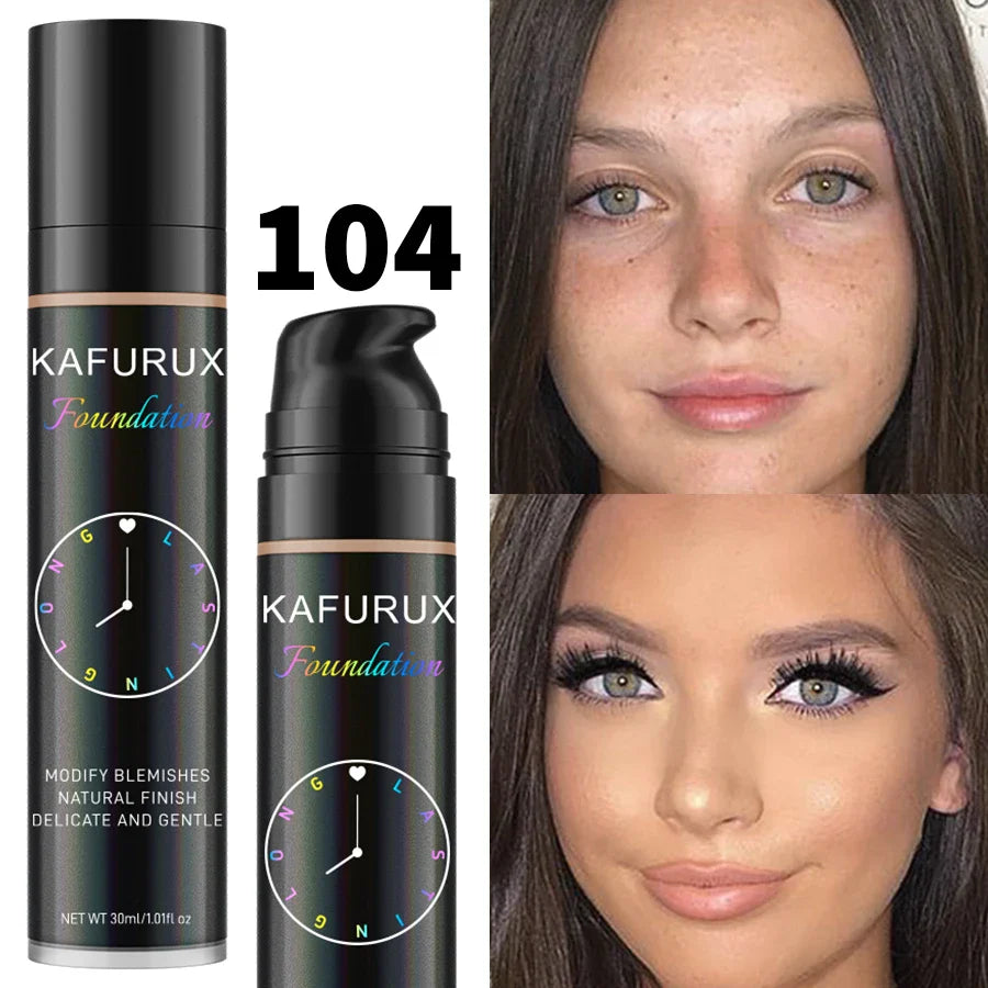 KAFURUX 8-Shade Liquid Foundation – Waterproof Full Coverage