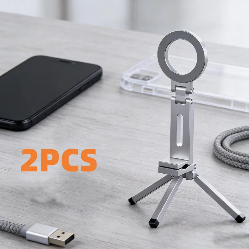 1/2 Pack Universal Magnetic Phone Holder, Foldable with Strong Suction, Universal Clip, Hands-Free, Adjustable Angle, Compact Stand, Stylish Accessory, Durable Clip, Stable Grip Peaceful Pleasures Health and Wellness 2Pcs