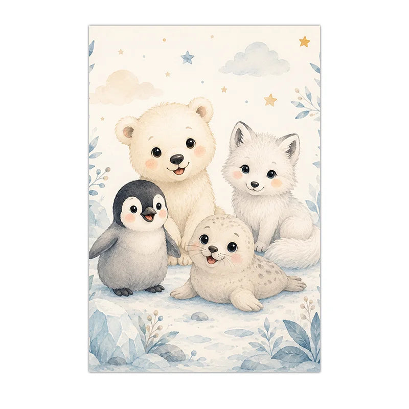 Jungle Animals Wall Art Safari Wildlife Canvas Painting Cute Cartoon Poster Print For Kids Room Nursery Wall Decor Peaceful Pleasures Health and Wellness 09 30x40cm No Frame China Mainland