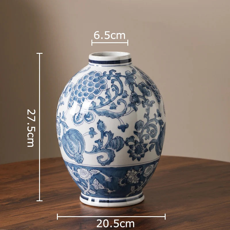 Blue & White Porcelain Vase | Tabletop Flower Décor