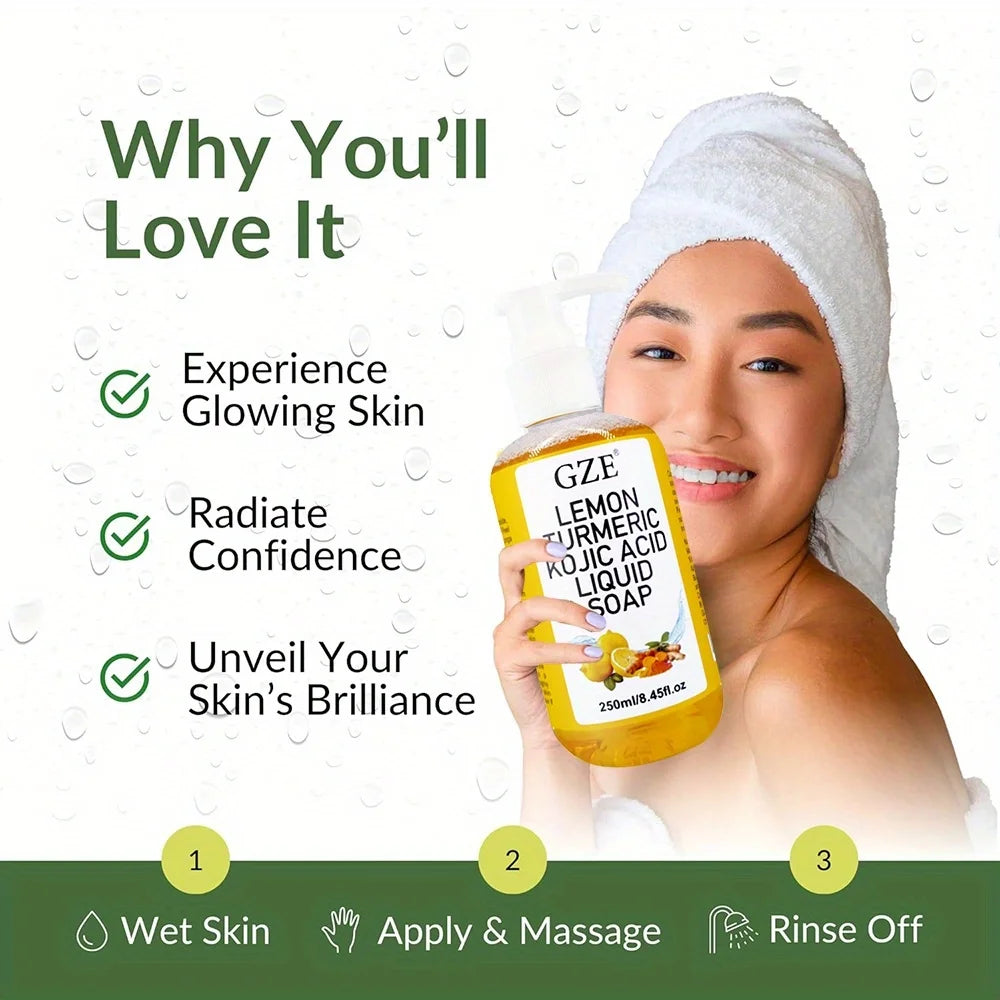 GZE Lemon Turmeric Kojic Acid Brightening Liquid Soap