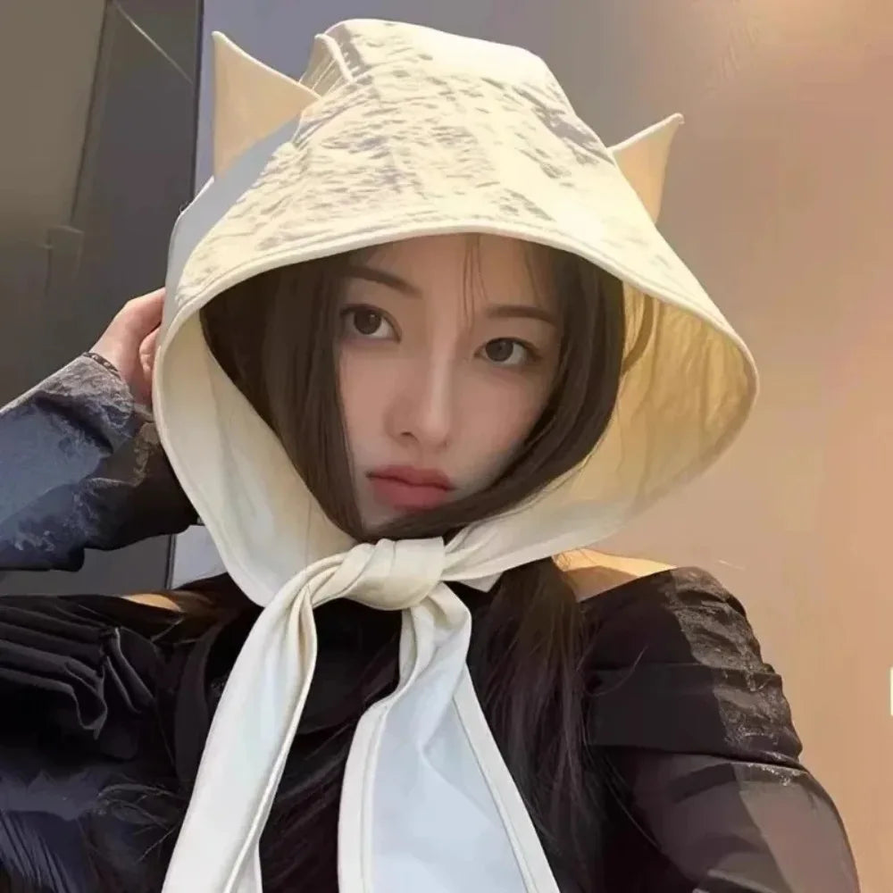 2026 Fashion Summer Fisherman Hat with Strap Trendy Qiuck Dry Cute Ear Design Sunshade Caps for Summer Beach Fishing Hiking Peaceful Pleasures Health and Wellness