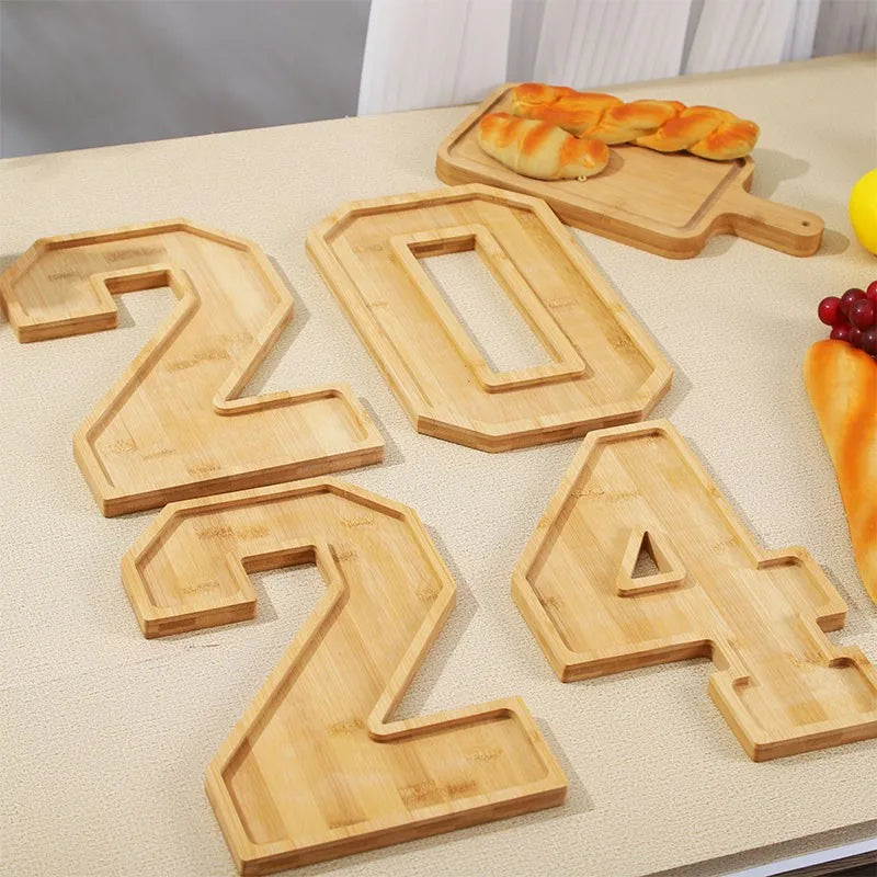 Wooden Digital Tray Home Party Birthday Decoration Dessert Plate