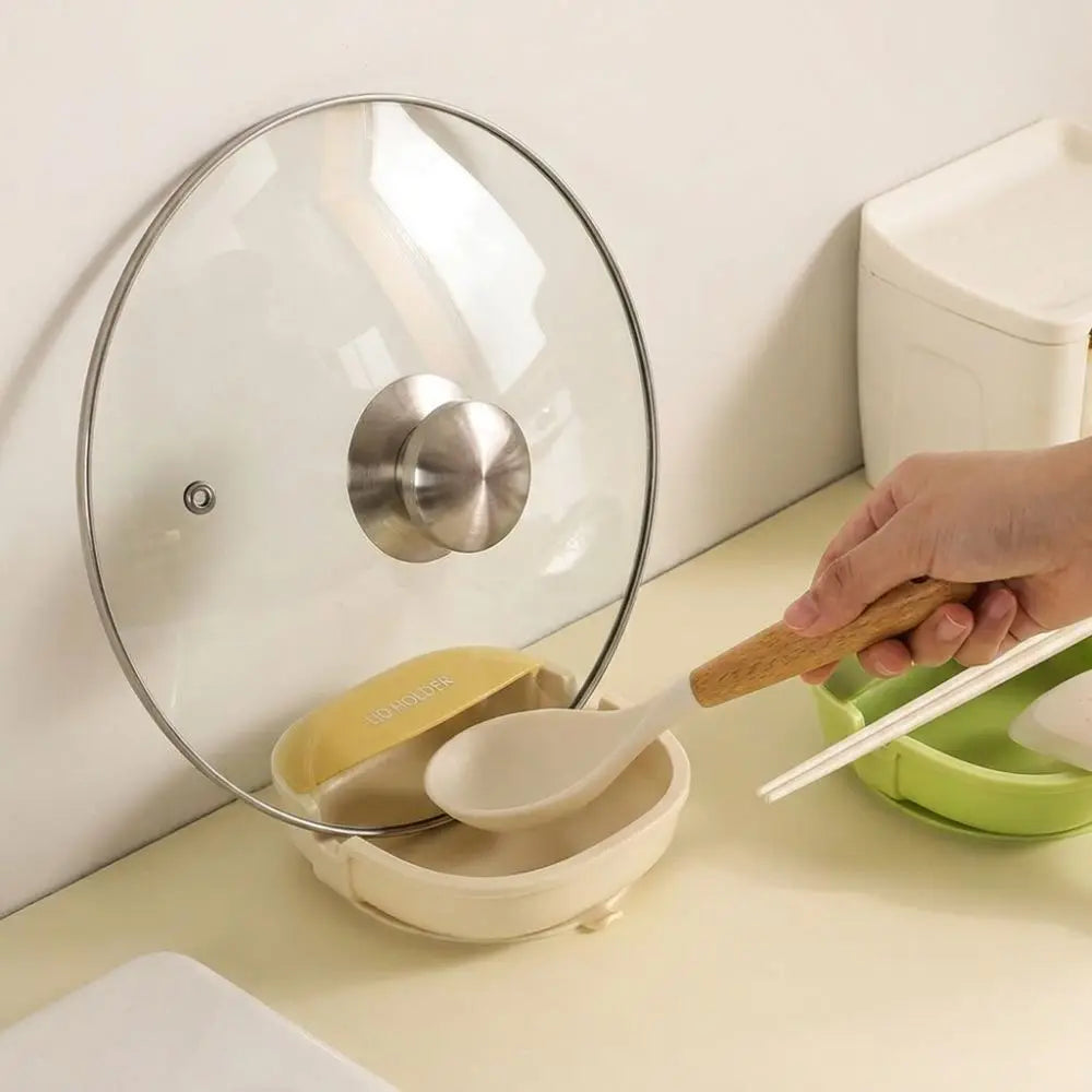 Silicone Suction Cup Pot Lid & Spoon Holder | Heat-Resistant