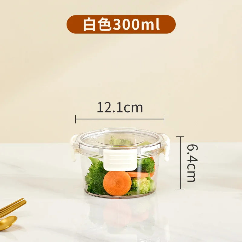 Portable Lunch Box for Kids School Microwave Transparent Bento Box with Compartments Salad Fruit Food Sealed Jar Container Box Peaceful Pleasures Health and Wellness 300ml White