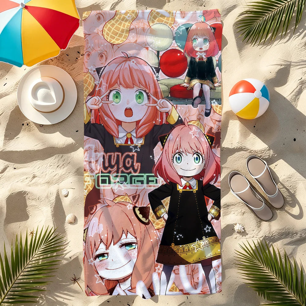 Spy x Family Anya Quick-Dry Beach Towel | Anime Fan Gift Anime Beach Towel Peaceful Pleasures Health and Wellness