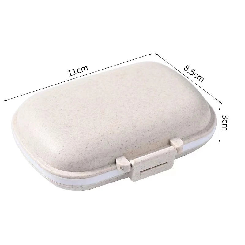 8 Grids Mini Portable Pill Box Travel Medicine Holder Foldable Tablet Storage Drug Case Container Dispenser Organizer Tools Peaceful Pleasures Health and Wellness 8G Beige