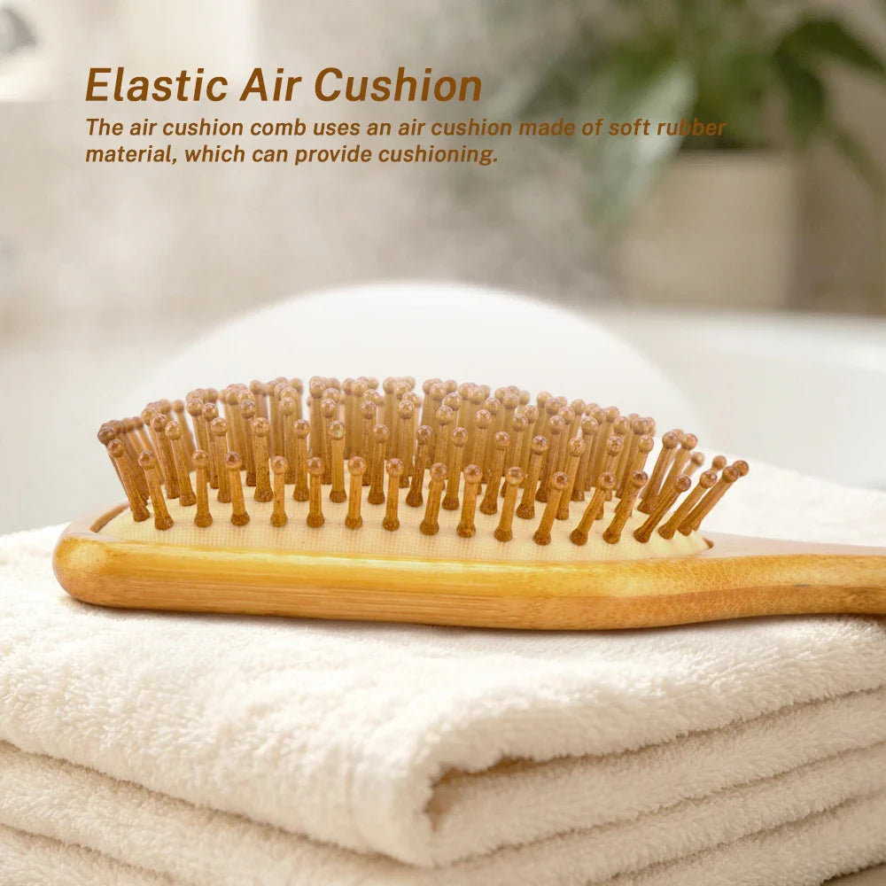 Mini Bamboo Air Cushion Hairbrush – Scalp Massage & Detangle