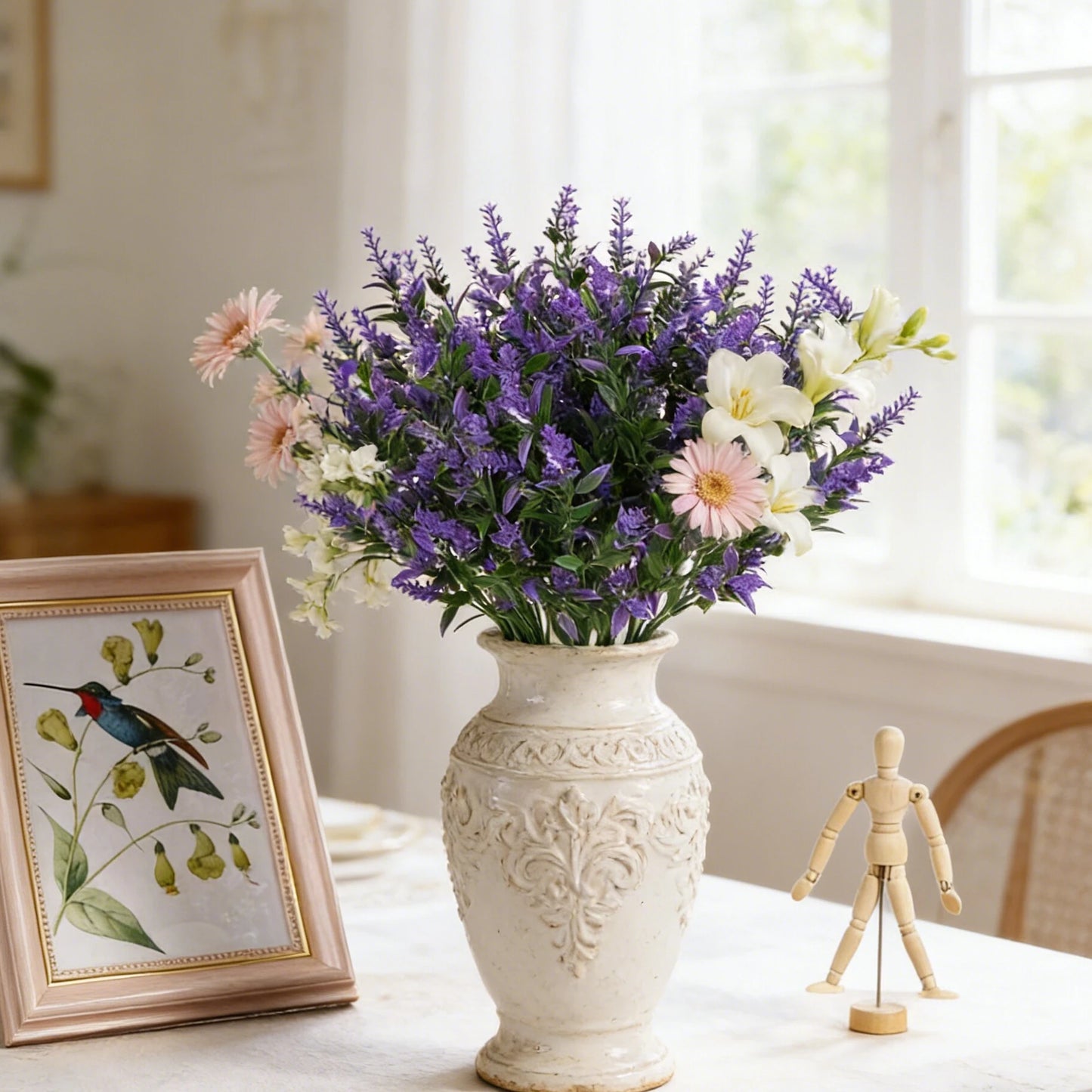Artificial Lavender Bouquet | Plastic Flowers for Wedding & Home