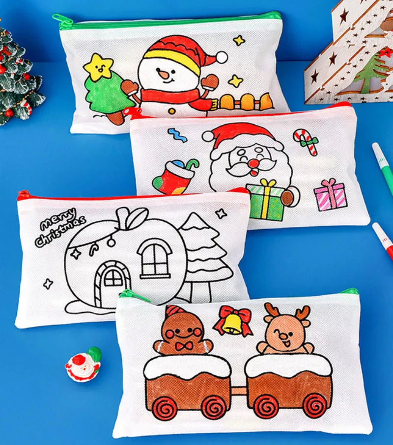 DIY Graffiti Pencil Bag Christmas Gifts Kids Filling Santa Claus