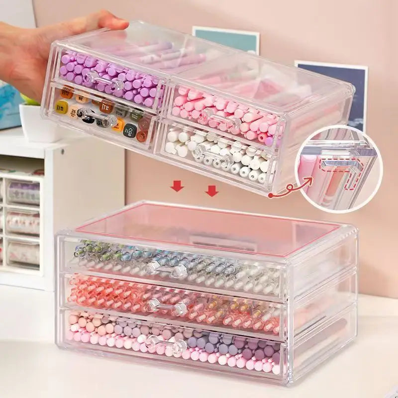 Clear Stackable Desk Organizer with Drawers – Makeup & Office Supply Storage Box Peaceful Pleasures Health and Wellness