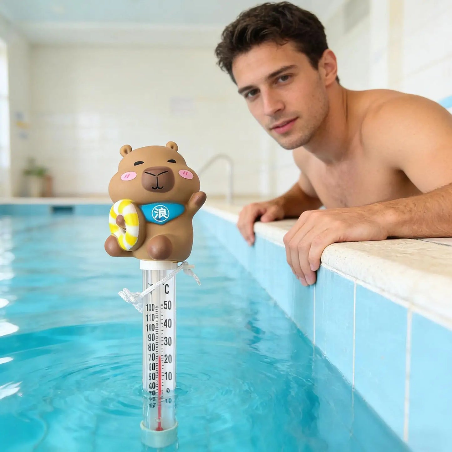 Water Gauge Easy Read Waterproof Floating Capybara Funny Swimming Pool Test Water Gauge for Indoor Outdoor Home Pool Spa Hot Tub Peaceful Pleasures Health and Wellness CN