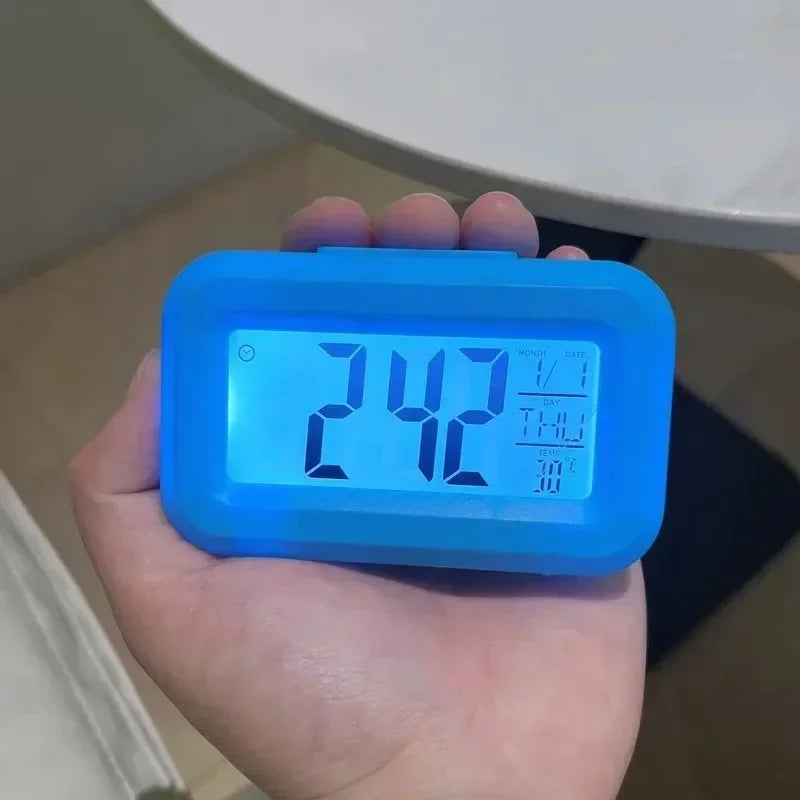 Desk Decorations Table Clock Bedroom Decoration Led Digital Alarm Clock Data Times Calendar Electronic Multi-function Desktop Peaceful Pleasures Health and Wellness Blue