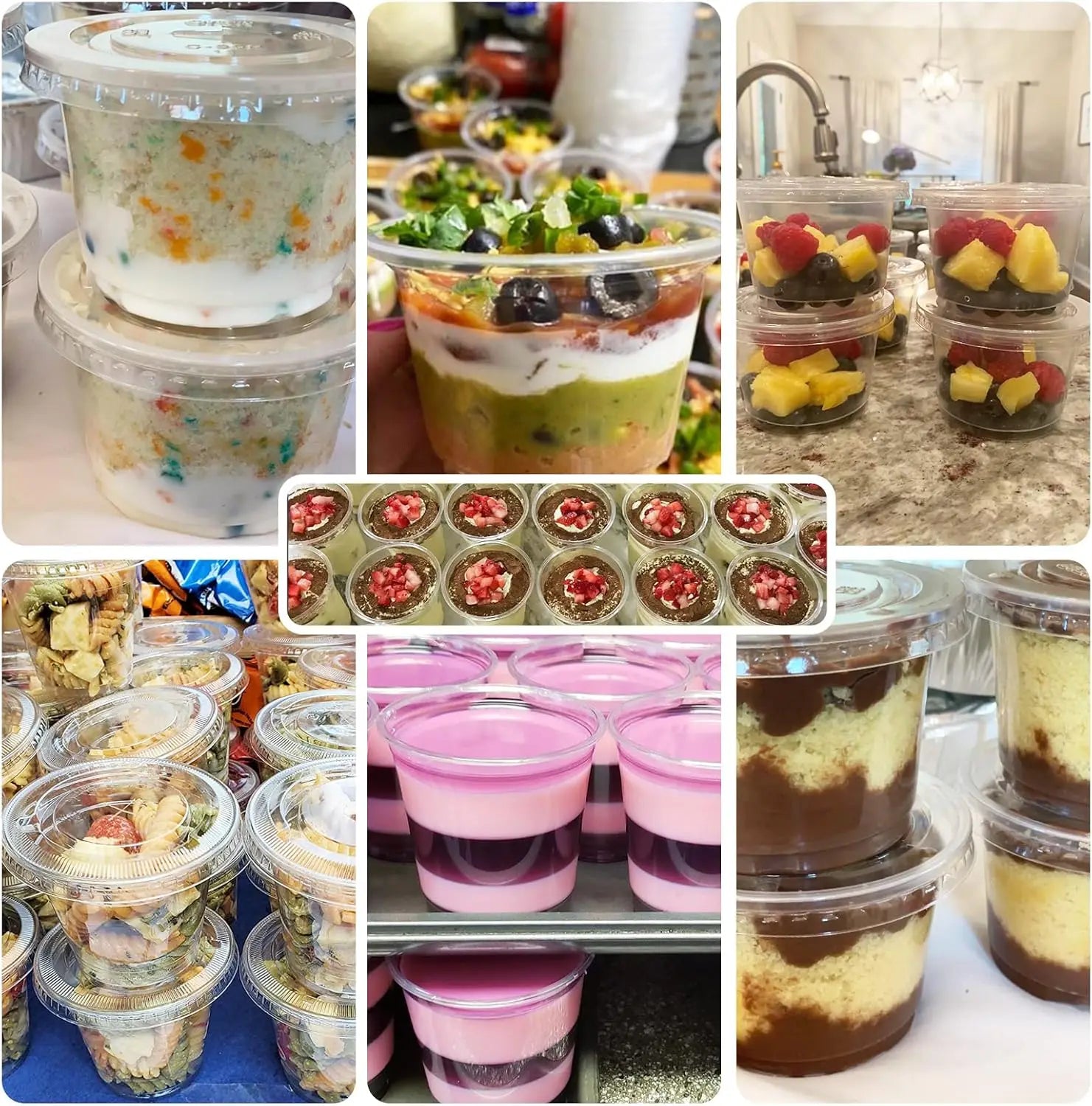 8/10OZ Plastic Parfait Cups with Flat Lids Disposable Dessert Cups with Lids Clear Plastic Fruit Cups Snack Cups with Lid Peaceful Pleasures Health and Wellness
