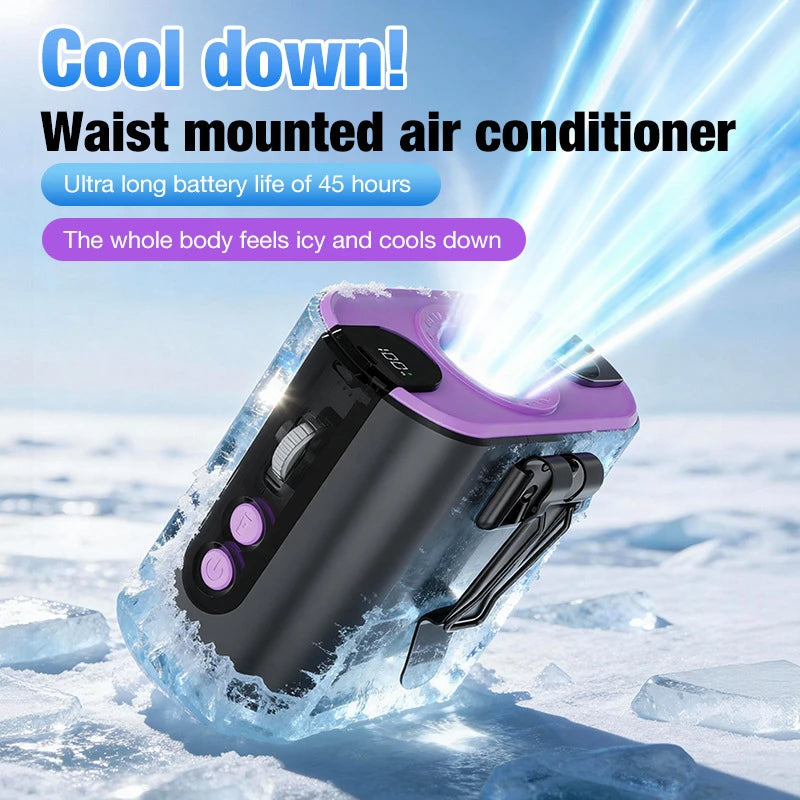 High Speed Waist Fan With USB Cable Long Endurance Battery With Work Light For Outdoor Power Bank Neck Wearing Fast Airflow Peaceful Pleasures Health and Wellness