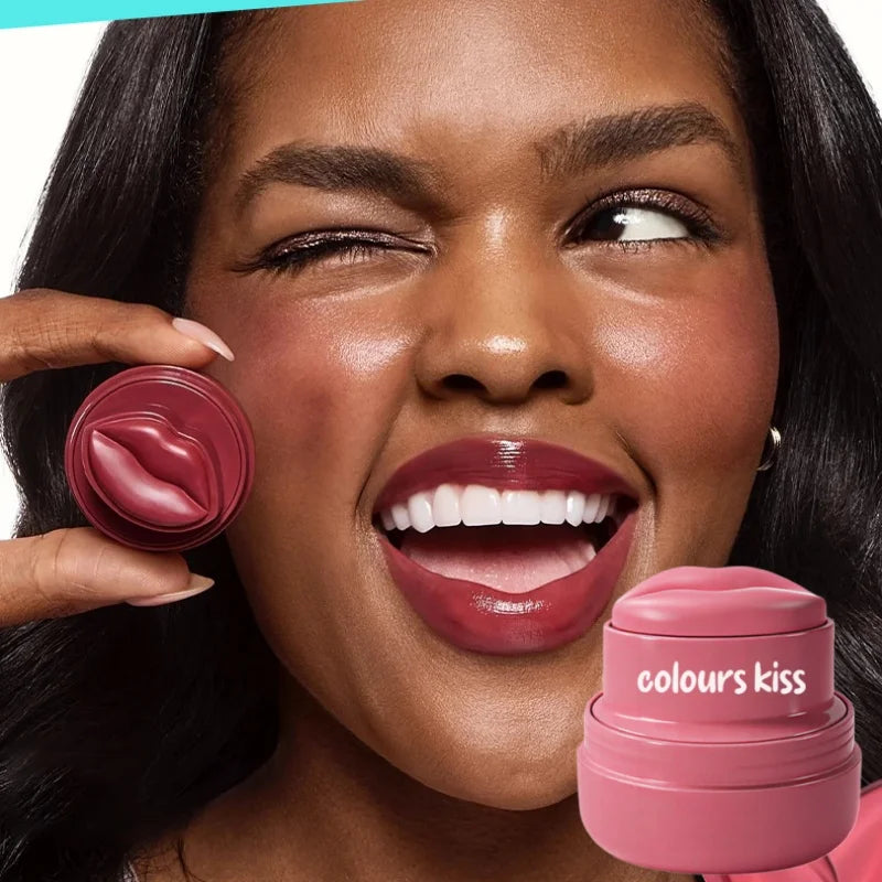 Multicolor Lip Cheek Tint Balm 2-in-1 Cheek Dual Purpose Lipstick Cute Round Jar Long Lasting Natural Moisturize Makeup Lipstick Peaceful Pleasures Health and Wellness
