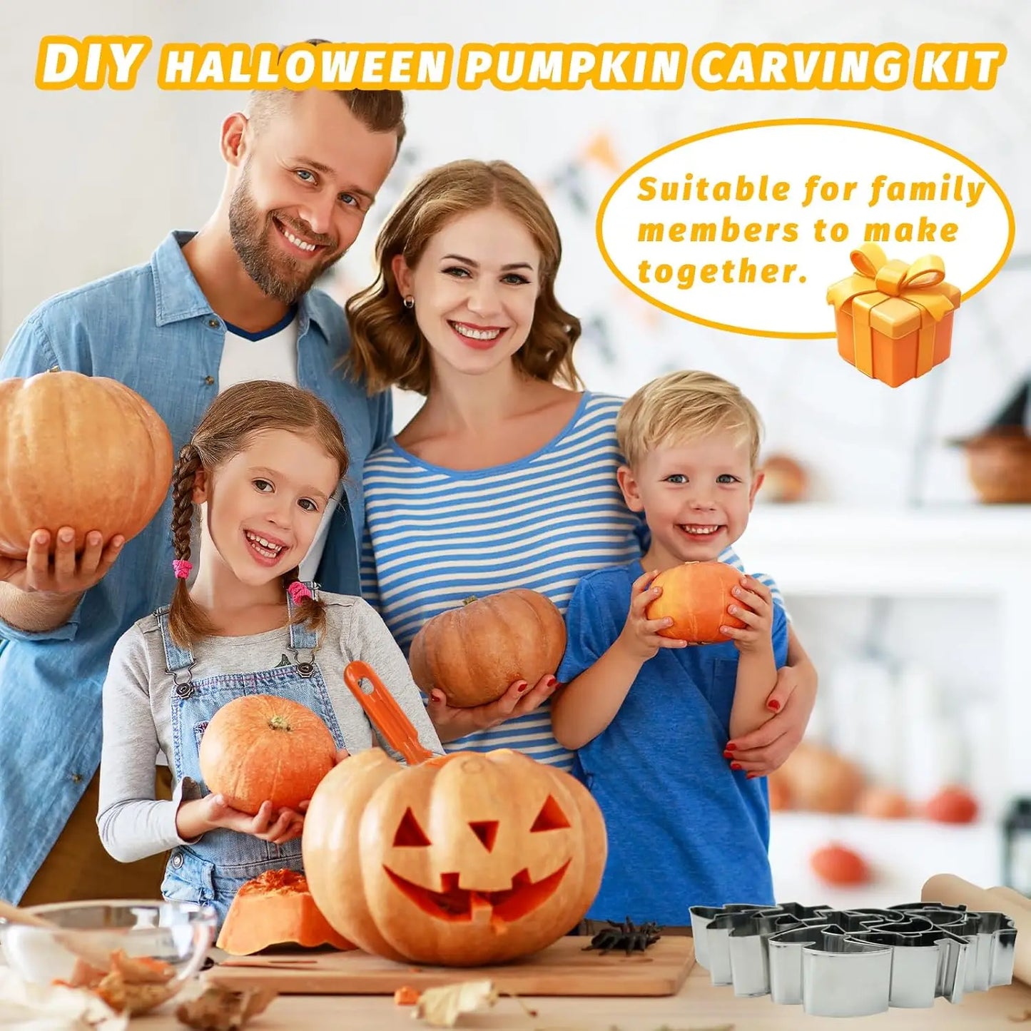 Halloween Pumpkin Carving Kit – Steel Tools, Knives & Stencils