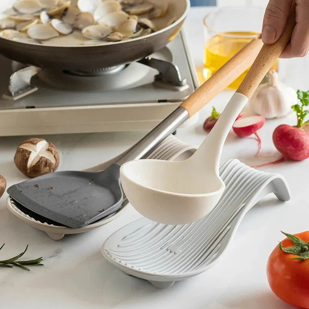 1/3Pcs Silicone Insulated Spoon Holder Heat Resistant Placemat Spoon Holder Cutlery Shelving Kitchen Tools Placemat Peaceful Pleasures Health and Wellness
