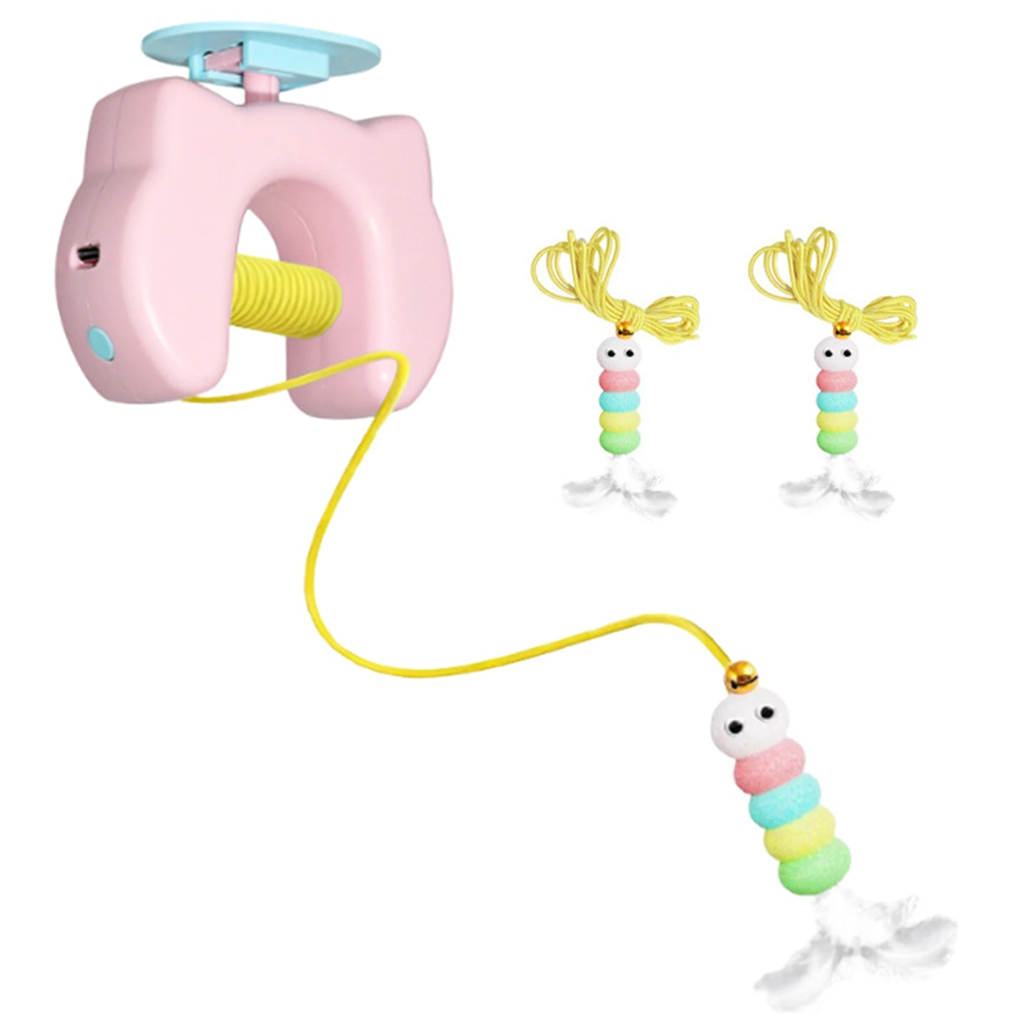 Interactive Cat Hanging Toys USB Charging Self-Play Pet Chase Toy Auto-Rebound Cat-Teasing Tool for Relieve Boredom Burn Energy Peaceful Pleasures Health and Wellness Suit with 2 Head