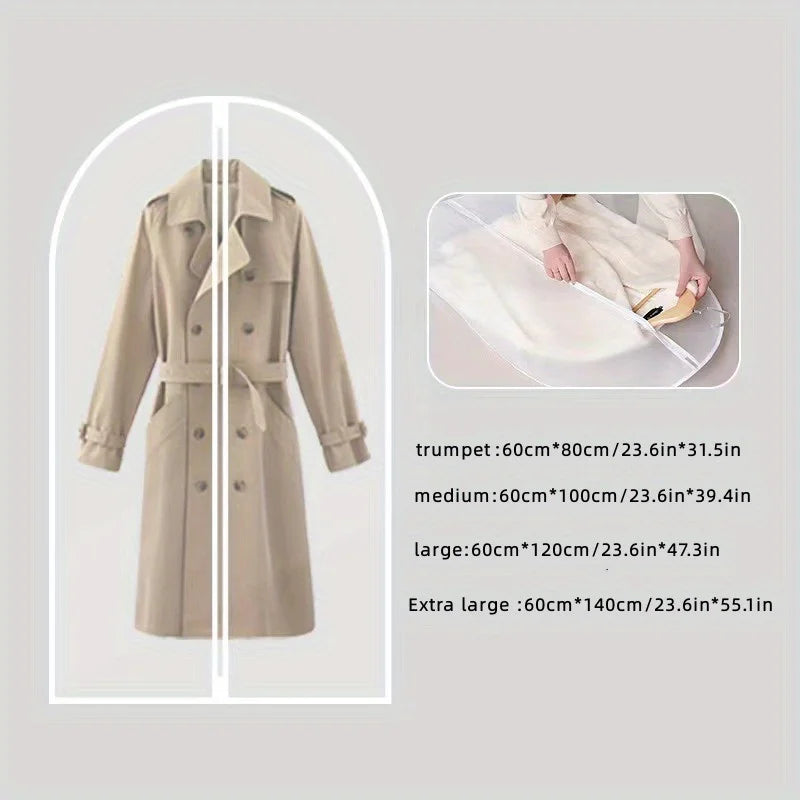 5-Pack Hanging Garment Bags – Transparent Zipper Dust Covers